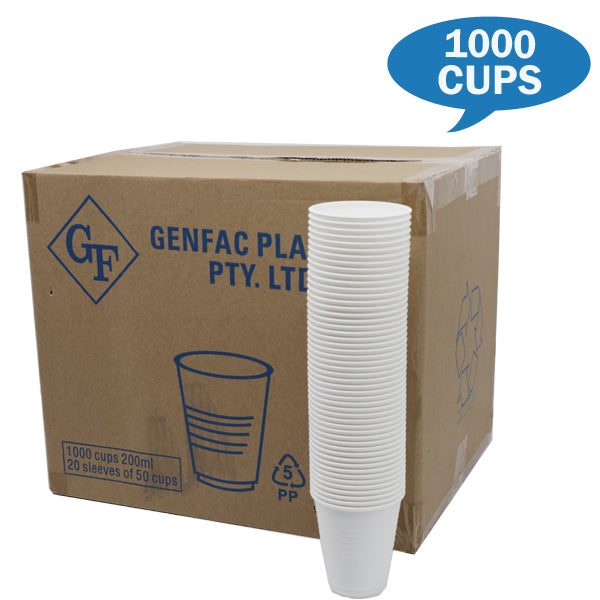 GENFAC 200ml Water Cups 20 X 50's | Crystalwhite Cleaning Supplies Melbourne