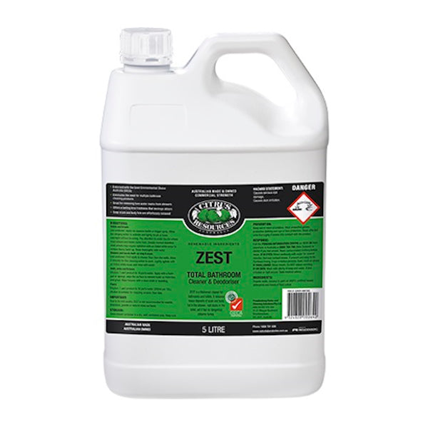 Citrus Resources | Zest 5Lt Total Bathroom Cleaner and Doedoriser | Crystalwhite Cleaning Supplies Melbourne
