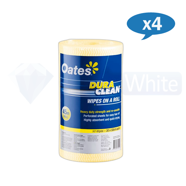 Oates | Duraclean Wipes Roll 90Pcs 30 X 50cm carton quantity | Crystalwhite Cleaning Supplies Melbourne