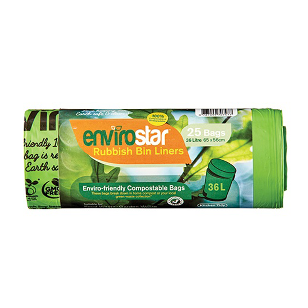 Envirostar | Compostable 36Lt Bin liners | Crystalwhite Cleaning Supplies Melbourne