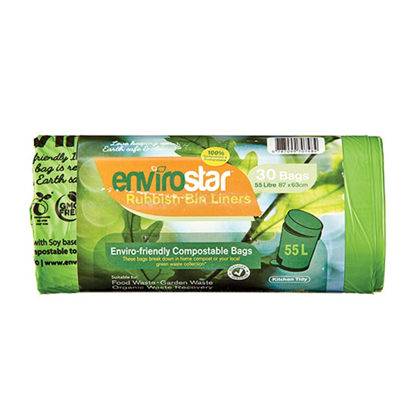 Envirostar | Compostable 55Lt Bin liners | Crystalwhite Cleaning Supplies Melbourne