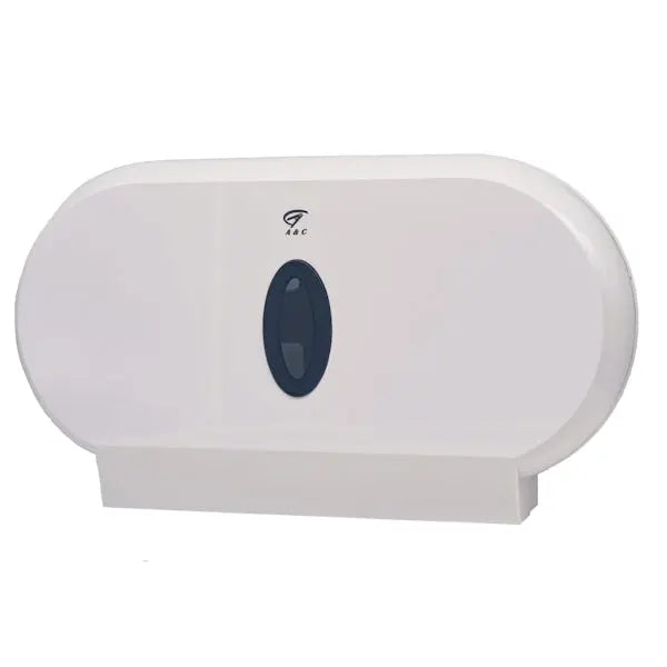 Gentility | White Jumbo Twin Toilet Roll Dispenser | Crystalwhite Cleaning Supplies Melbourne