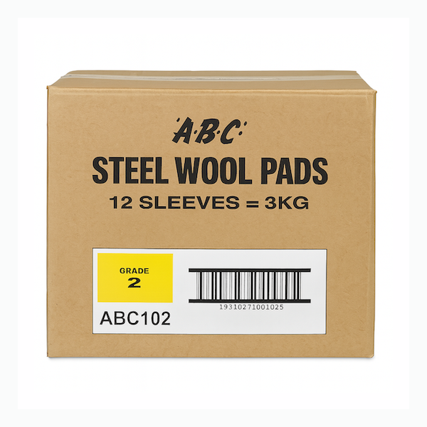 ABC Steel Wool 250g 12 Sleeves Grade 2 Carton | Crystalwhite Cleaning Supplies Melbourne