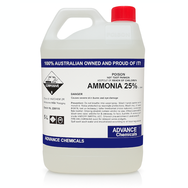 Advance Chemicals | Clear Ammonia 25% 5Lt General Purpose Cleaner | Crystalwhite Cleaning Supplies Melbourne
