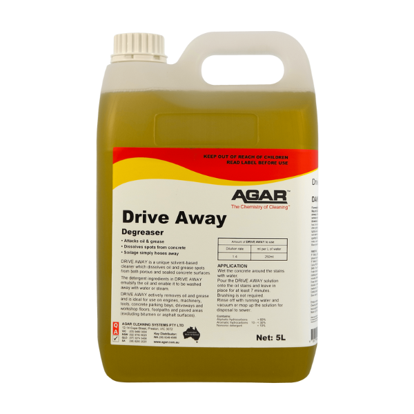 Agar | Drive Away Grease and Oil Degreaser 5Lt | Crystalwhite Cleaning Supplies Melbourne.