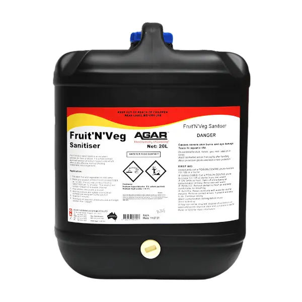 Agar | Fruit N Veg Sanitiser 20Lt | Crystalwhite Cleaning Supplies Melbourne