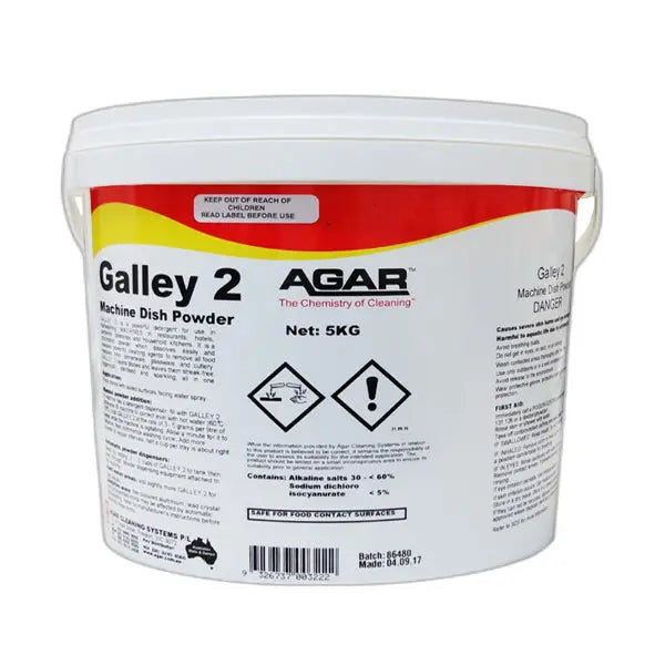 Agar | Galley 2 Machine Dishwashing Powder 5Kg | Crystalwhite Cleaning Supplies Melbourne