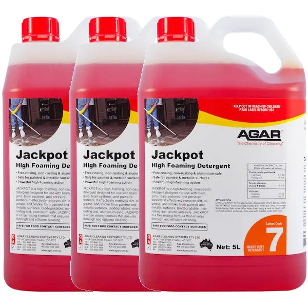 Agar | Jackpot 3X5Lt High Foam Degreaser for Foaming Gun and Pressure Washer | Crystalwhite Cleaning Supplies Melbourne