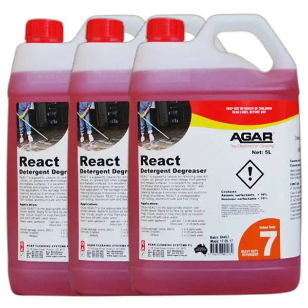 Agar | React Detergent Degreaser Carton Quantity | Crystalwhite Cleaning Supplies Melbourne