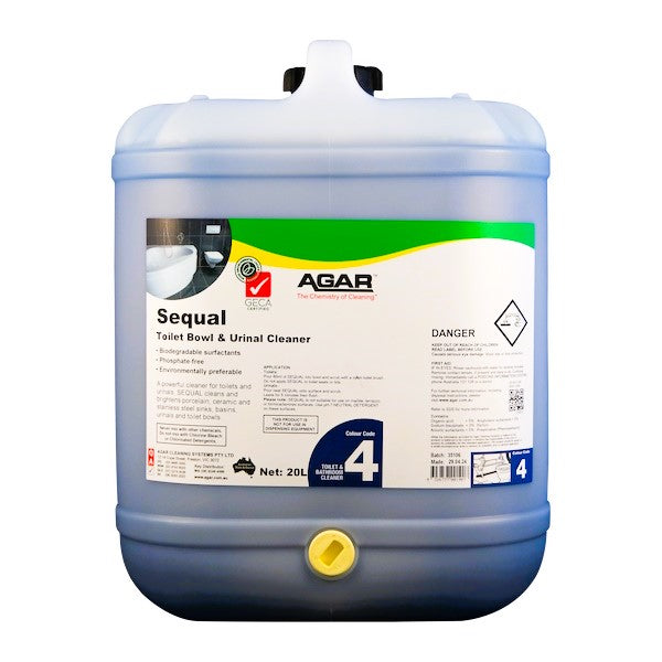 Agar | Sequal Toilet Bowl and Urinal Cleaner 20Lt | Crystalwhite Cleaning Supplies Melbourne