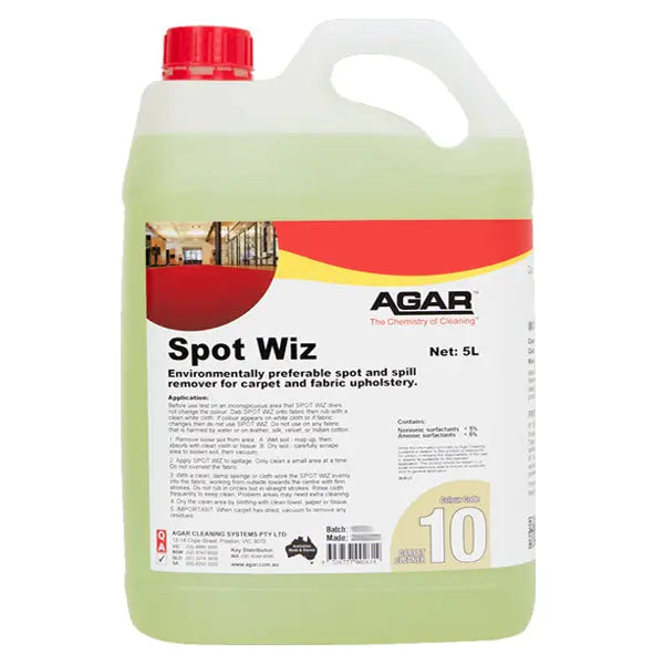 Agar | Spot Wiz 5Lt Carpet Cleaner | Crystalwhite Cleaning Supplies Melbourne