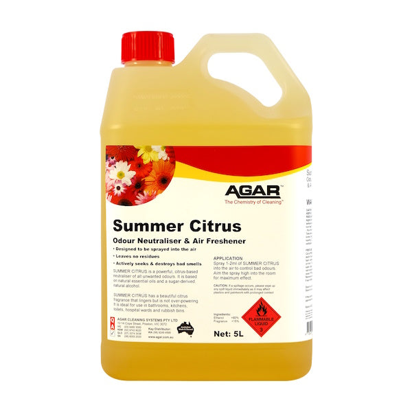 Agar | Summer Citrus Odour Neutraliser and Air Freshener 5Lt | Crystalwhite Cleaning Supplies Melbourne