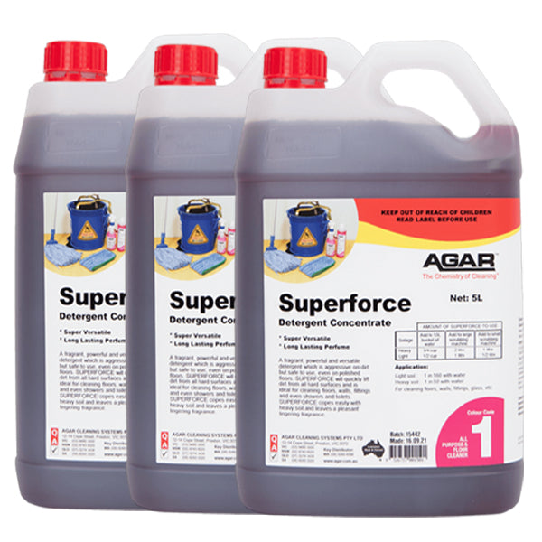 Agar | Superforce Detergent Concentrate 3X5Lt | Crystalwhite Cleaning Supplies Melbourne