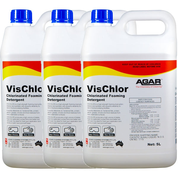 Agar | VisChlor 3X5Lt Potassium Hydroxide with Sodium Hypochlorite | Crystalwhite Cleaning Supplies
