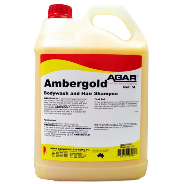 Agar | Ambergold Body and Hair Shampoo 5Lt | Crystalwhite Cleaning Supplies Melbourne