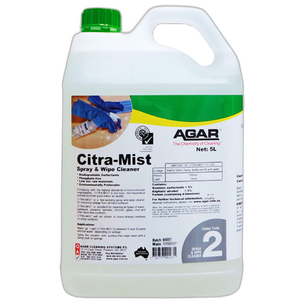Agar | Citra Mist Spray and Wipe 5Lt | Crystalwhite Cleaning Supplies Melbourne