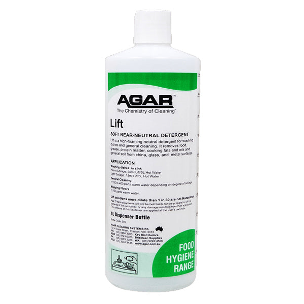 Agar | Lift Dishwashing Detergent 1Lt Dispenser Bottle | Crystalwhite Cleaning Supplies Melbourne