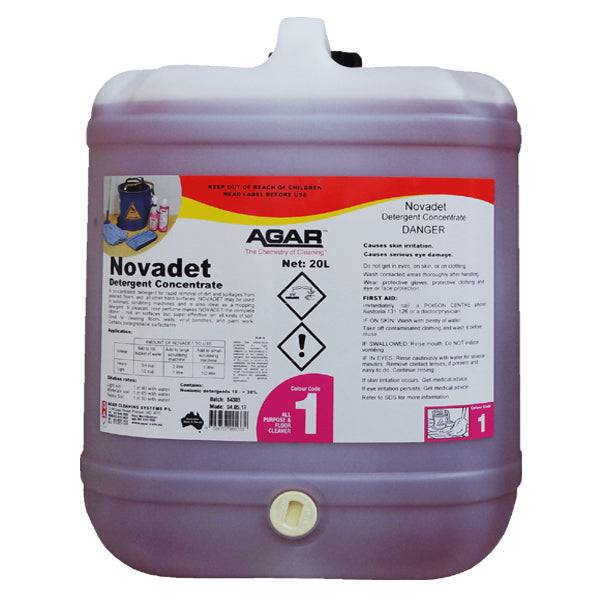 Agar | Novadet Concentrated Detergent 20Lt | Crystalwhite Cleaning Supplies Melbourne