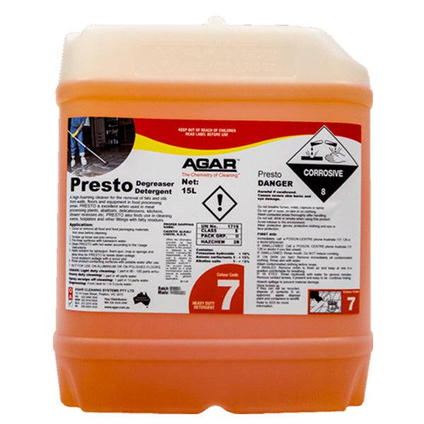 Agar | Presto 15Lt Degreaser Detergent | Crystalwhite Cleaning Supplies Melbourne