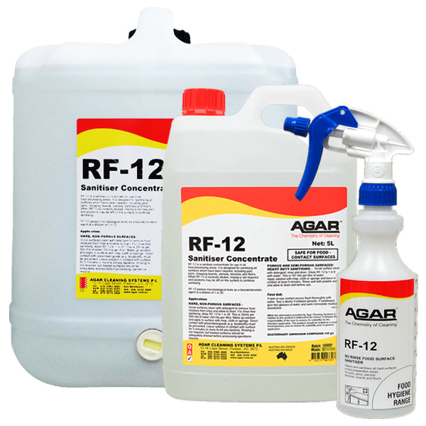 Agar | RF12 No Rinsing Sanitiser Group | Crystalwhite Cleaning Supplies Melbourne