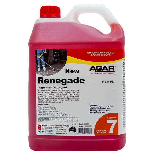 Agar | Renegade Degreaser Detergent 5Lt | Crystalwhite Cleaning Supplies Melbourne