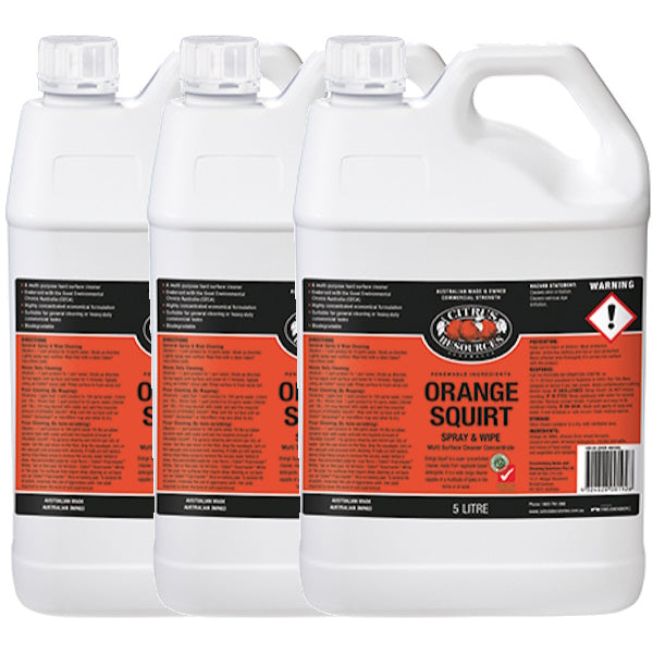 Citrus Resources | Orange Squirt Spray and Wipe 3X5Lt | Crystalwhite Cleaning Supplies Melbourne