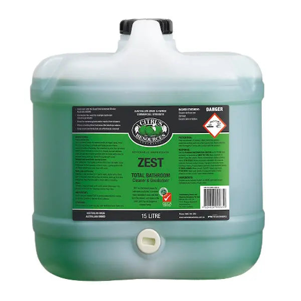 Citrus Resources | Citrus Resources Zest Concentrated Total Bathroom Cleaner and Deodoriser | Crystalwhite Cleaning Supplies Melbourne