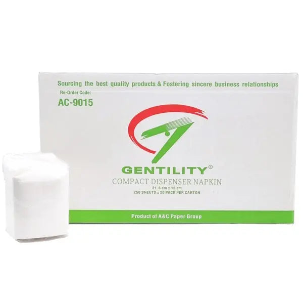 Gentility | Compact Dispenser Napkins 21.5 x 18cm | Crystalwhite Cleaning Supplies Melbourne