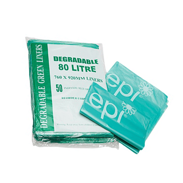 Crystalwhite Cleaning Supplies | Degradable 80 Lt Green Rubbish Bin Bags Liner | Crystalwhite Cleaning Supplies Melbourne