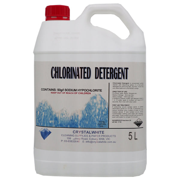 Crystalwhite | Chlorinated Concentrated Thick Bleach 5Lt | Crystalwhite Cleaning Supplies Melbourne