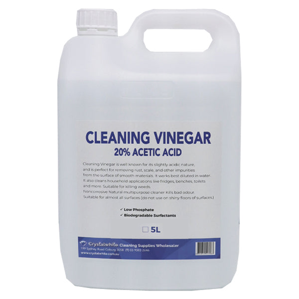 Crystalwhite Cleaning Supplies | Cleaning Vinegar 20% Acetic Acid 5Lt | Crystalwhite Cleaning Supplies Melbourne