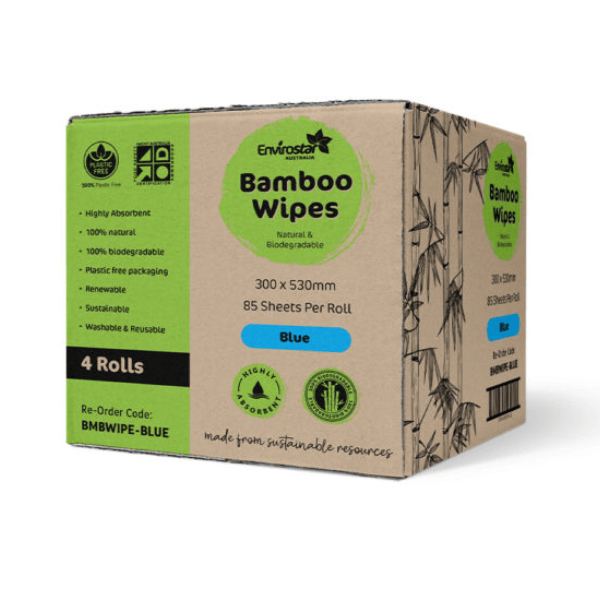 Envirostar | Bamboo Wipes 85 Sheets/Roll Blue | Crystalwhite Cleaning Supplies Melbourne.