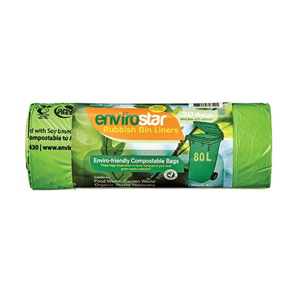 Envirostar | Compostable 80Lt Bin liners | Crystalwhite Cleaning Supplies Melbourne
