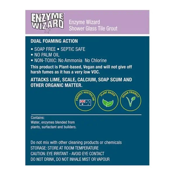 Enzyme Wizard | Enzyme Wizard Shower Glass Tile Grout Cleaner | Crystalwhite Cleaning Supplies Melbourne