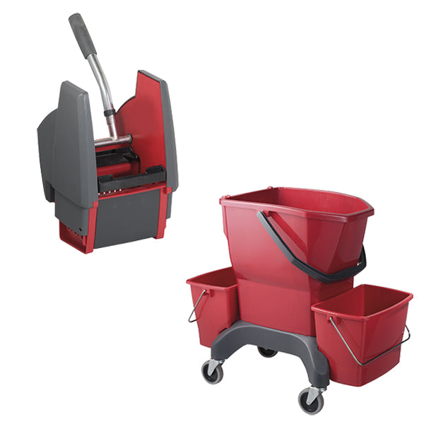 Oates | Oates Ezy Ergo Bucket 25 Litre with Presser Red | Crystalwhite Cleaning Supplies Melbourne