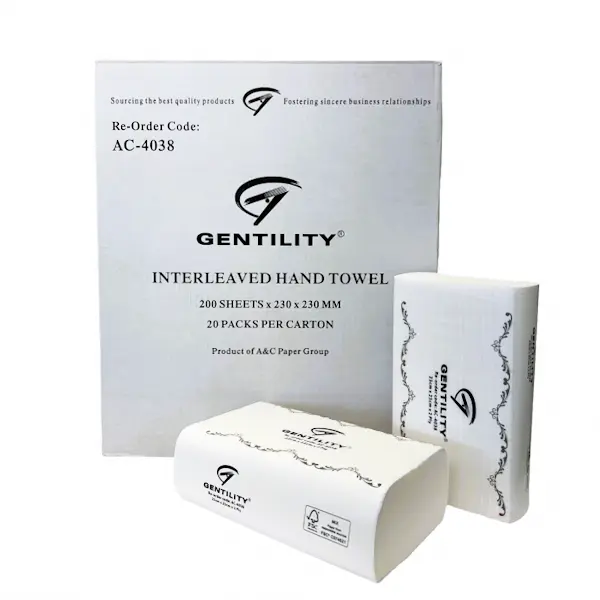 Gentility | Slimline Hand Towel Quilted 23cm x 23cm 4000 Sheets | Crystalwhite Cleaning Supplies Melbourne