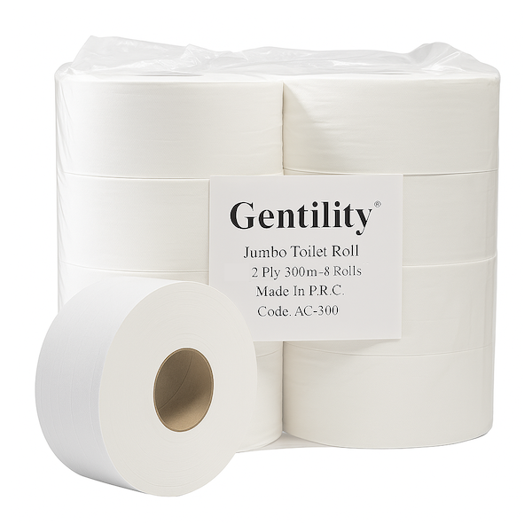 Gentility | Jumbo Toilet Paper 2Ply 300m AC-300 | Crystalwhite Cleaning Supplies Melbourne