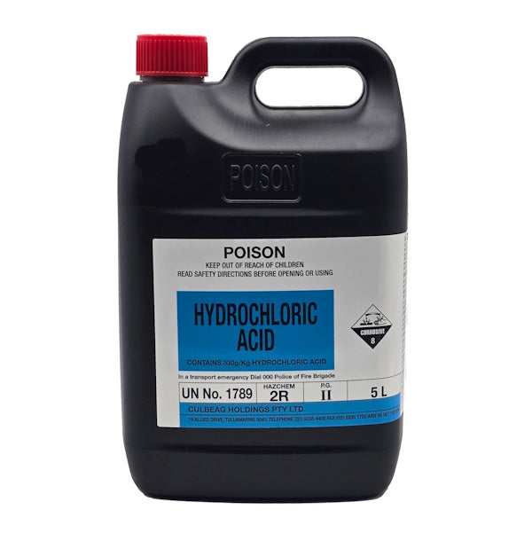 Hydrochloric Acid 5Lt HCI 330g/L | Crystalwhite Cleaning Supplies Melbourne