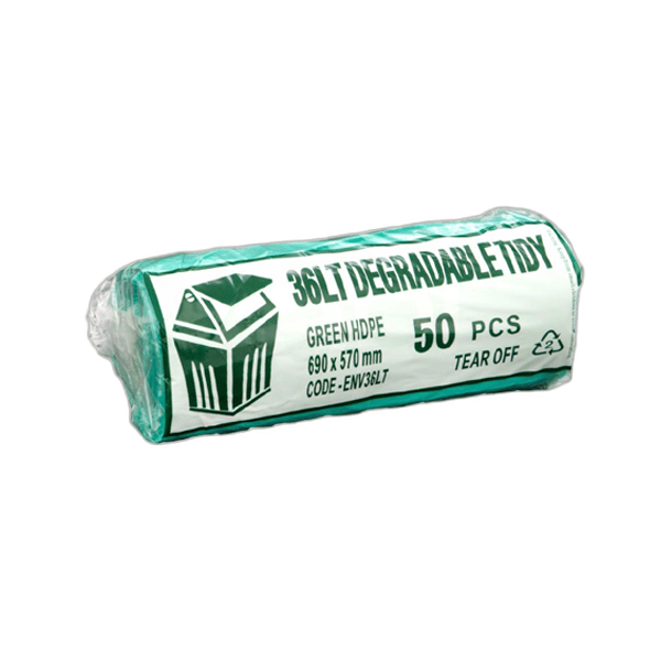Austar Packaging | EPI 100% Degradable 36 Lt Green Rubbish Bin Bags Liner | Crystalwhite Cleaning Supplies Melbourne