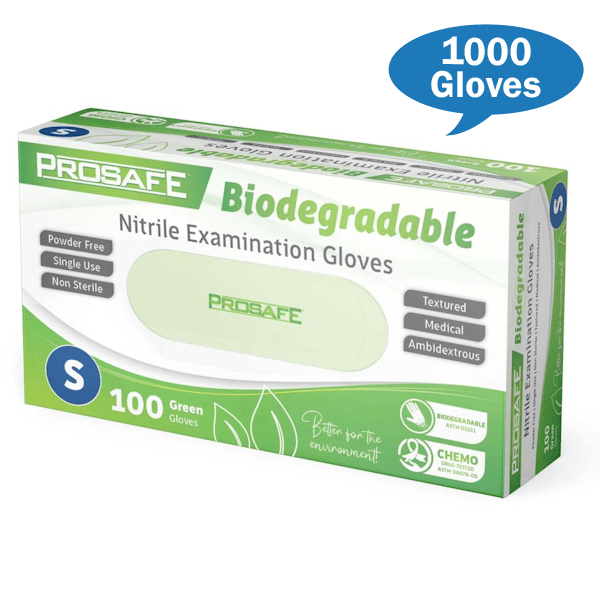 Prosafe | Green Nitrile Small Biodegradable Examination Gloves | Crystalwhite Cleaning Supplies Melbourne