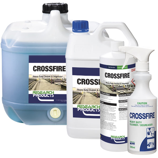 Research Products | Crossfire Heavy Duty Cleaner and Degreaser Group | Crystalwhite Cleaning Supplies Melbourne