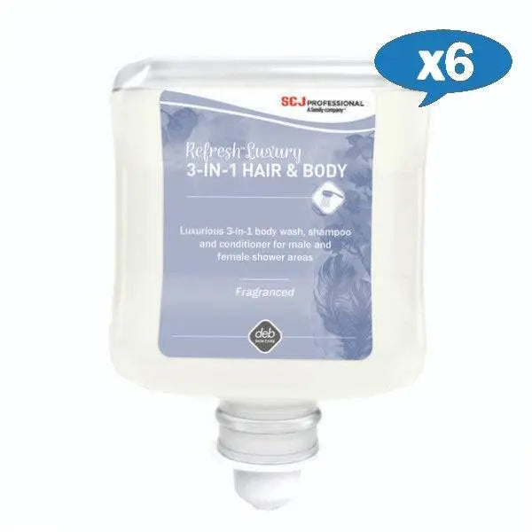 SC Johnson Deb | Refresh Luxurious 1Lt Box Body Wash, Shampoo and Conditioner | Crystalwhite Cleaning Supplies Melbourne