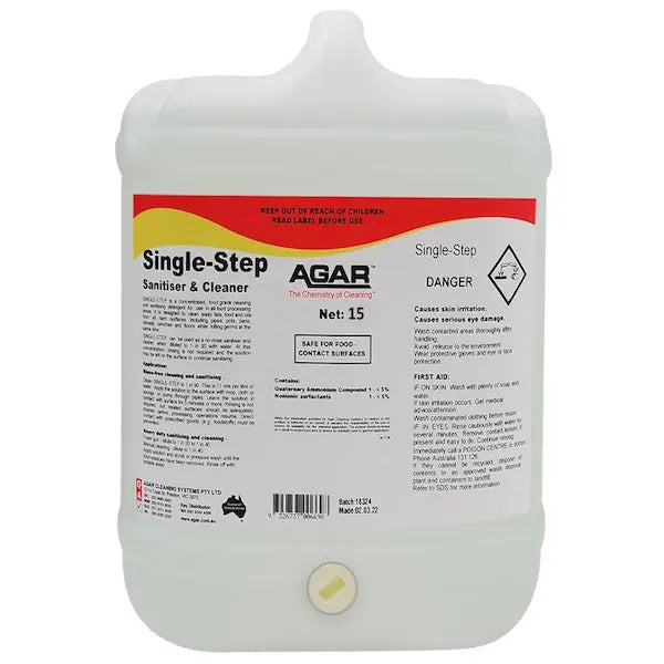 Agar | Single Step Sanitiser and Cleaner 15Lt | Crystalwhite Cleaning Supplies Melbourne