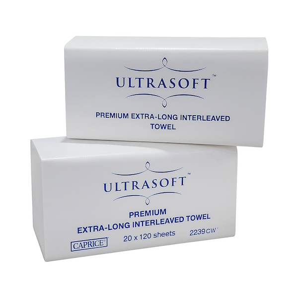 Caprice | Ultrasoft Interleaved Hand Towel 23cm X 29cm, 2400 Sheets | Crystalwhite Cleaning Supplies Melbourne