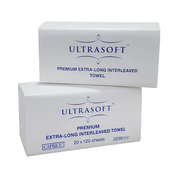 Caprice | Ultrasoft Interleaved Hand Towel 23cm X 29cm, 2400 Sheets | Crystalwhite Cleaning Supplies Melbourne
