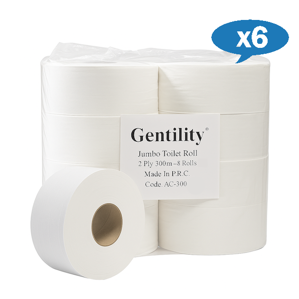 A & C Gentility | Wholesale Jumbo Toilet Paper 2 Ply 300m AC-300| Crystalwhite Cleaning Supplies Melbourne