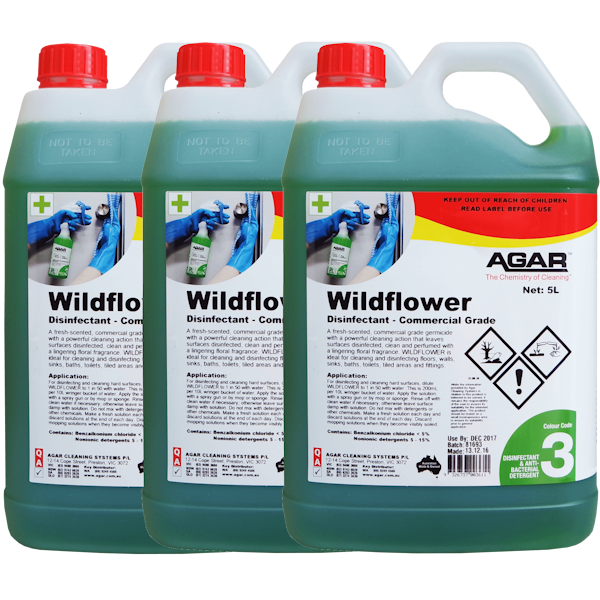 Agar | Wildflower Commercial Grade Disinfectant 3 X 5Lt | Crystalwhite Cleaning Supplies Melbourne