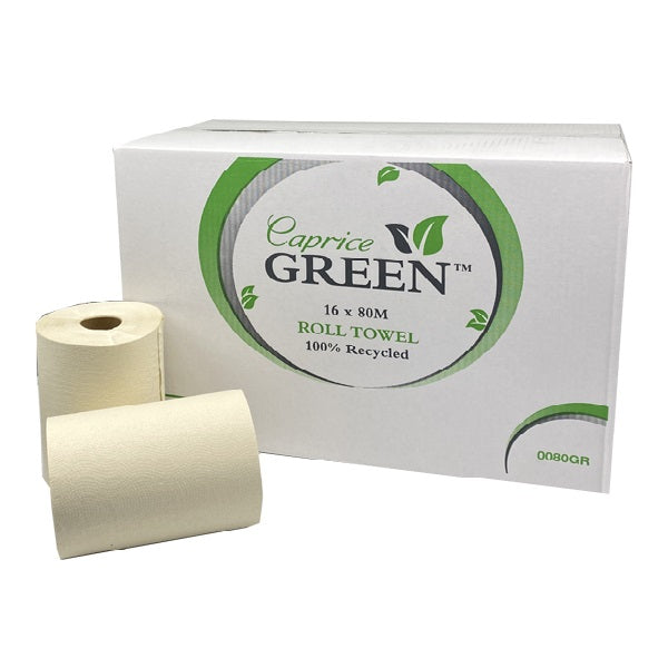Caprice | Green Hand Towel Roll 80m | Crystalwhite Cleaning Supplies Melbourne
