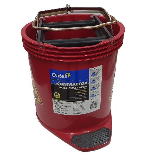 Oates |  Contractor Wringer Mop Bucket 15Lt Red | Crystalwhite Cleaning Supplies Melbourne
