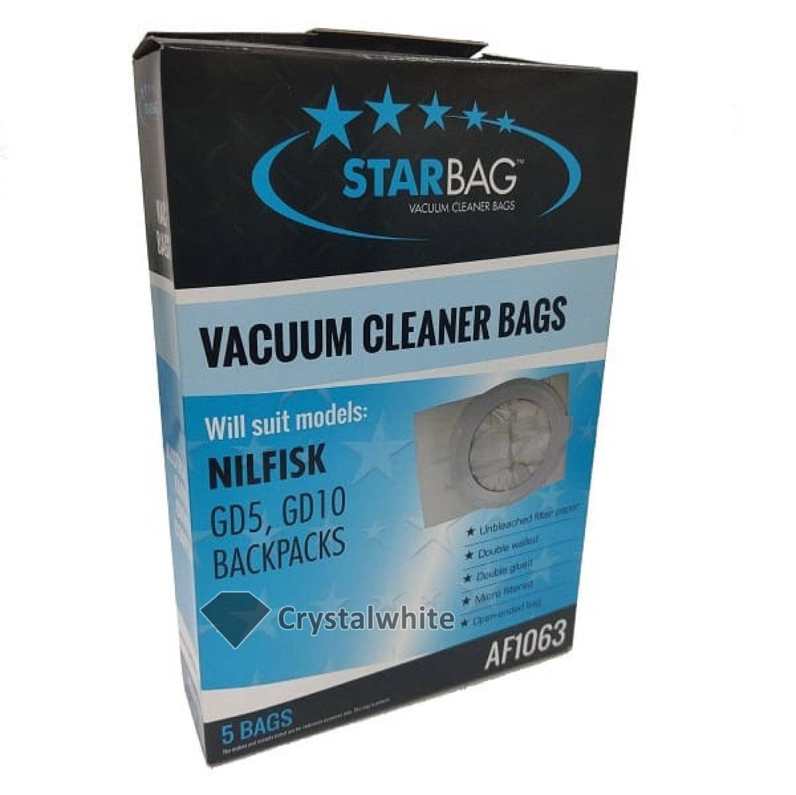 StarBag AF1063 Vacuum Cleaner Bags For Nilfisk Crystalwhite Cleaning